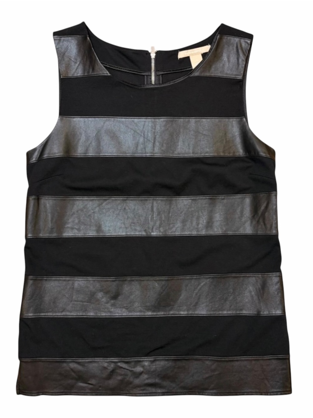 Faux Leather Stripe Ponte Shell Top - Picture 5 of 16